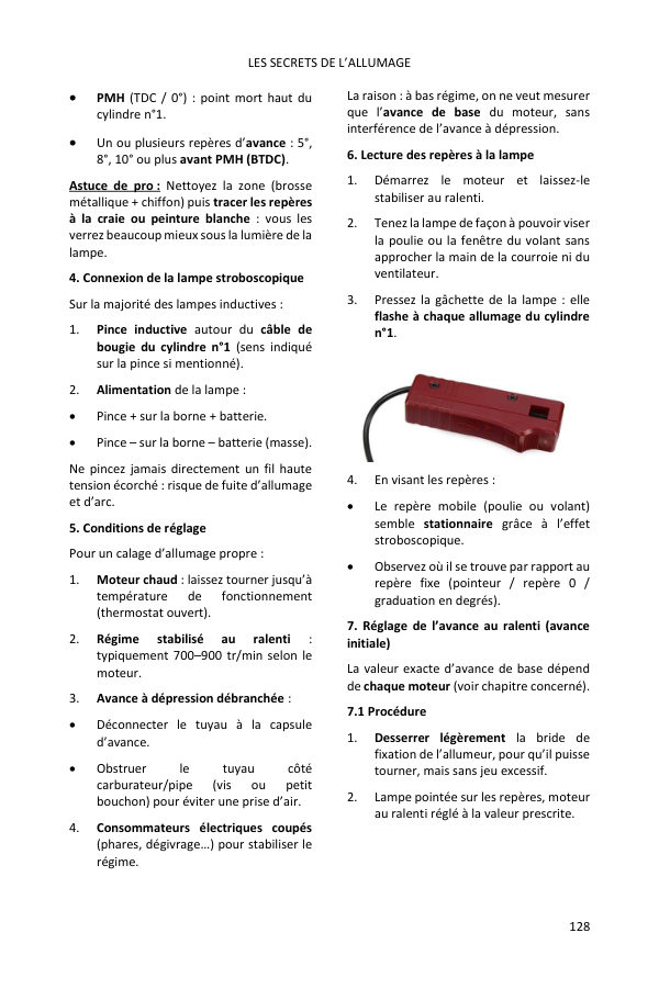 Allumage : calage à la lampe stroboscopique