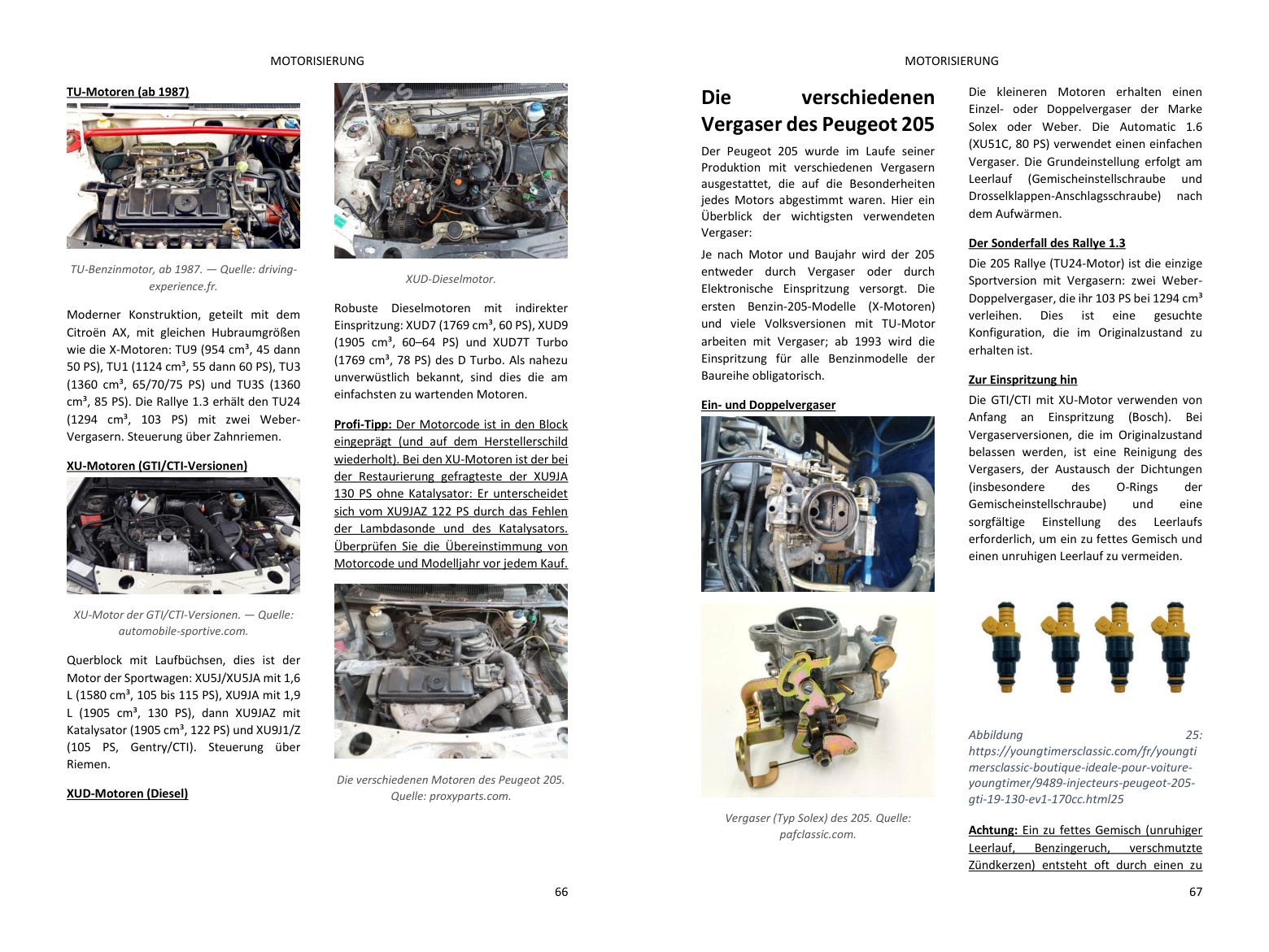 Kapitel Motor: Doppelseite voller Fotos, direkt aus dem Buch