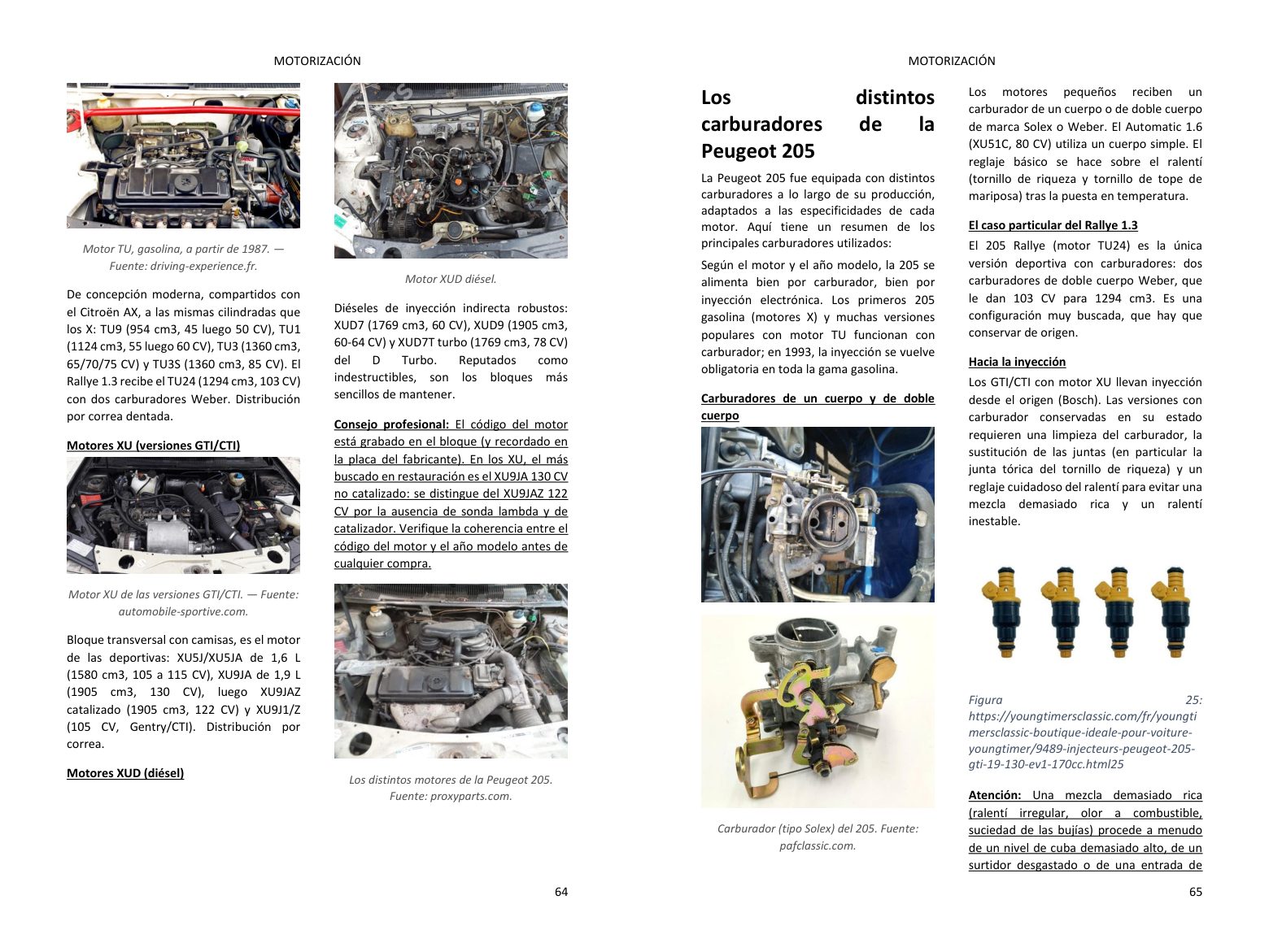 Capítulo motor: doble página llena de fotos, directamente del libro