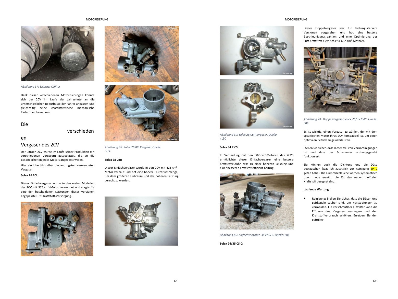 Kapitel Motor: Doppelseite voller Fotos, direkt aus dem Buch
