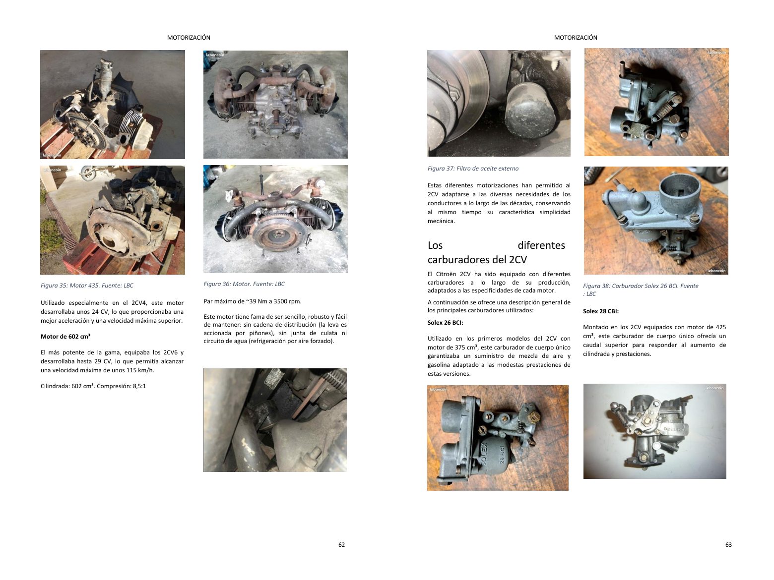 Capítulo motor: doble página llena de fotos, directamente del libro