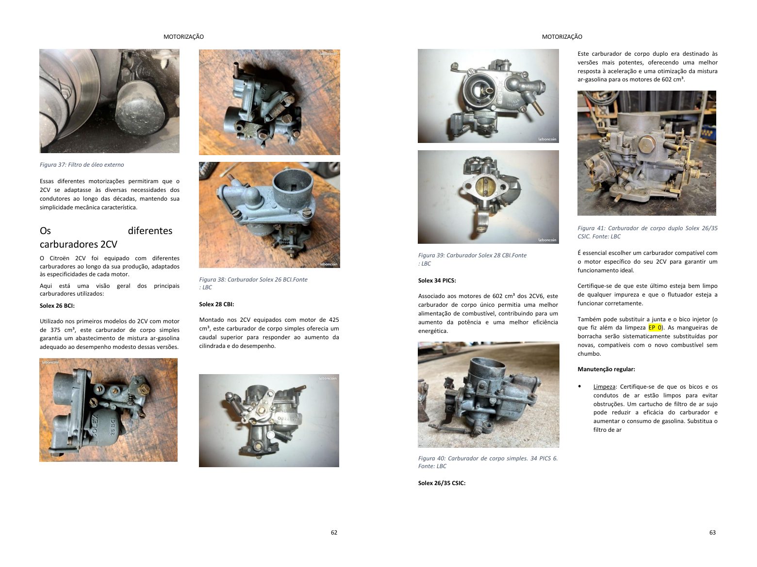 Capítulo motor: dupla página cheia de fotos, diretamente do livro