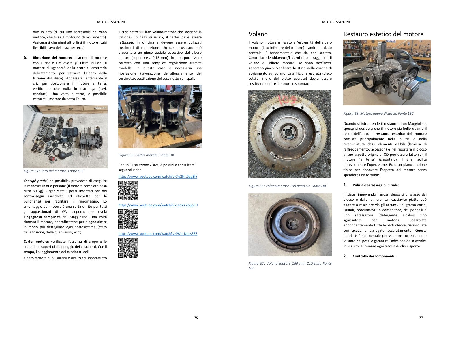 Capitolo motore: doppia pagina ricca di foto, direttamente dal libro