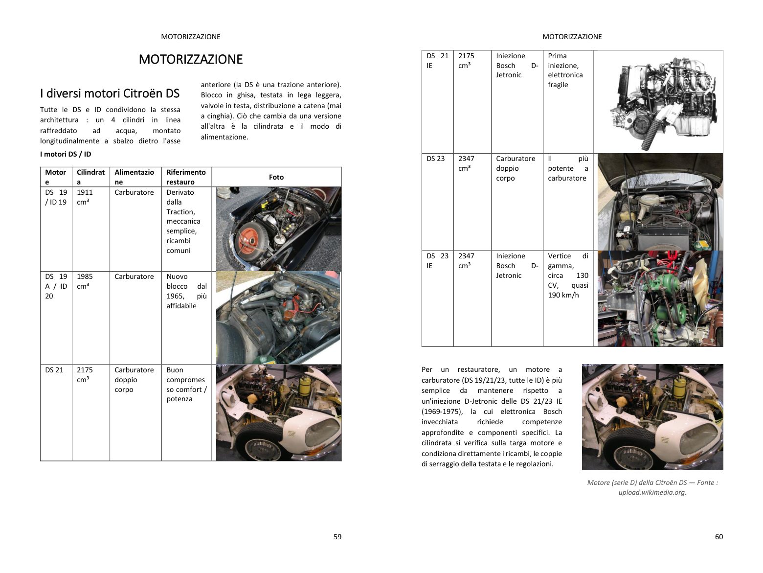 Capitolo motore: doppia pagina ricca di foto, direttamente dal libro