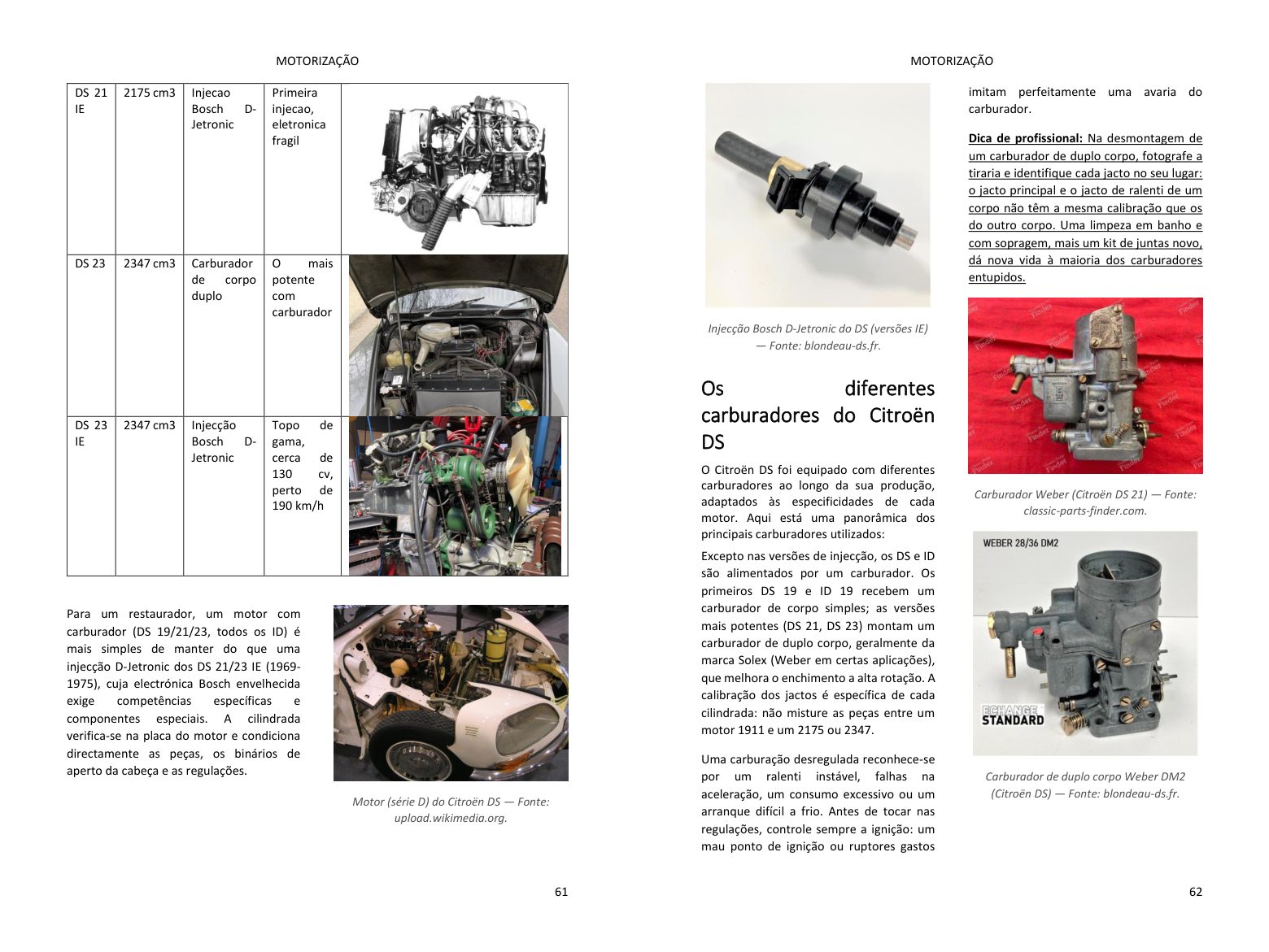 Capítulo motor: dupla página cheia de fotos, diretamente do livro