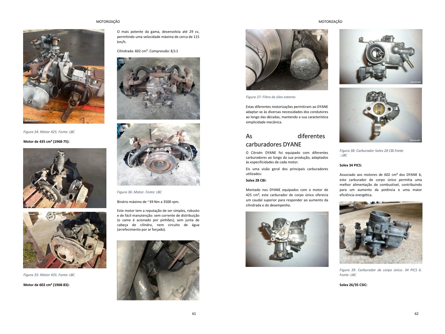 Capítulo motor: dupla página cheia de fotos, diretamente do livro