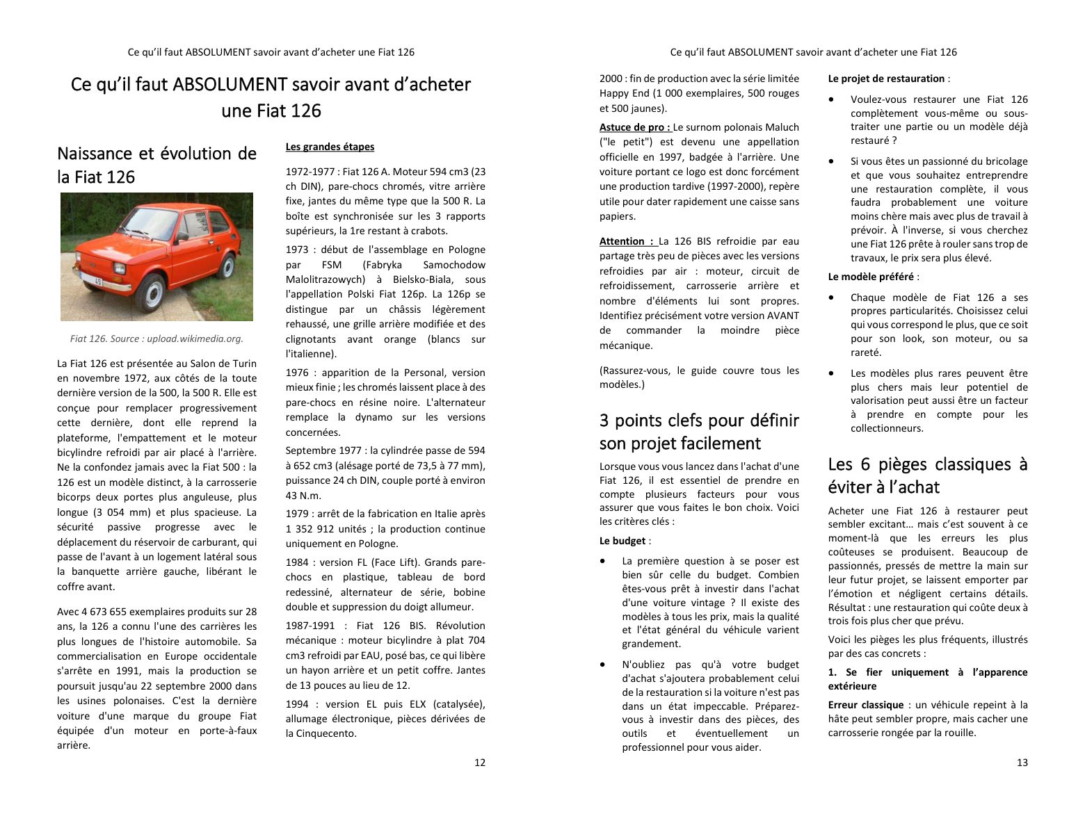 Avant d'acheter : naissance et évolution de la Fiat 126, les points clefs de votre projet