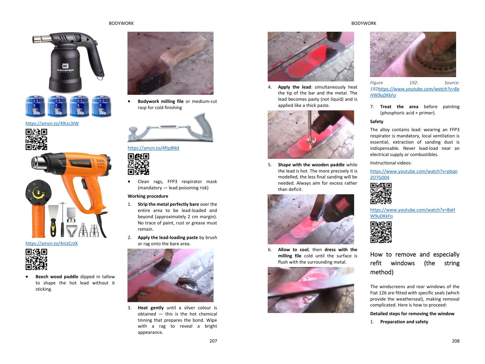 Bodywork chapter: step-by-step repairs in photos