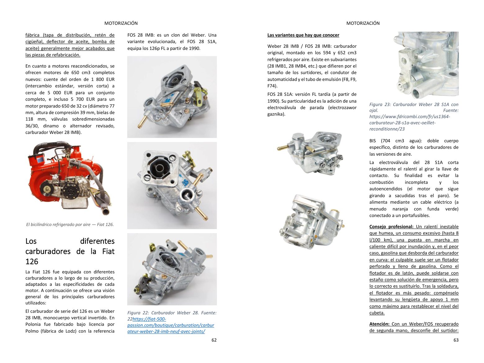 Capítulo motor: doble página llena de fotos, directamente del libro