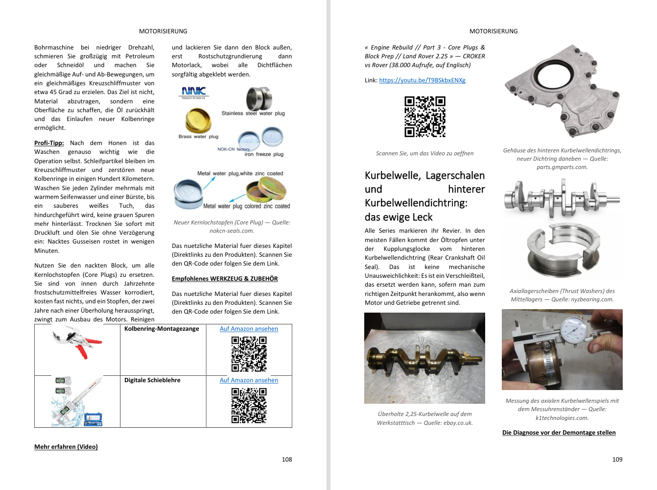 Kapitel Motor: Doppelseite voller Fotos, direkt aus dem Buch