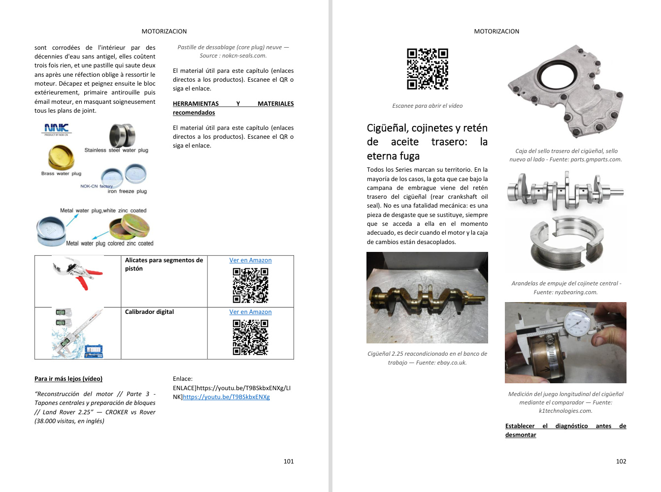Capítulo motor: doble página llena de fotos, directamente del libro