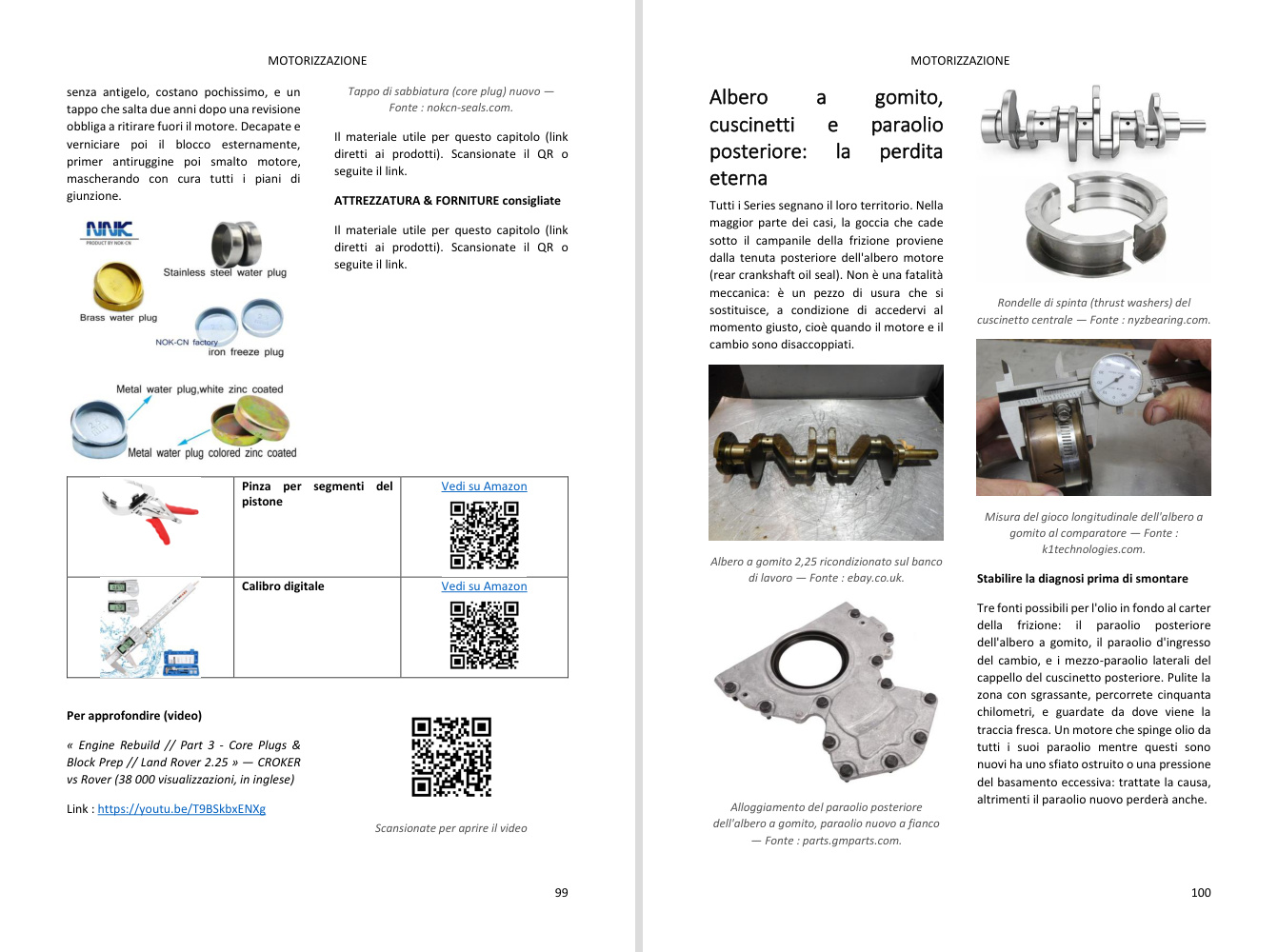 Capitolo motore: doppia pagina ricca di foto, direttamente dal libro