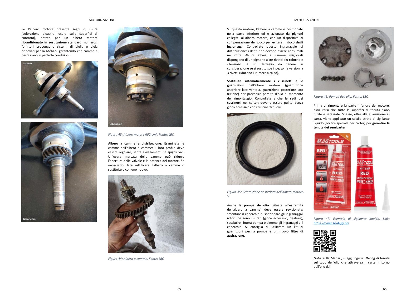Capitolo motore: doppia pagina ricca di foto, direttamente dal libro