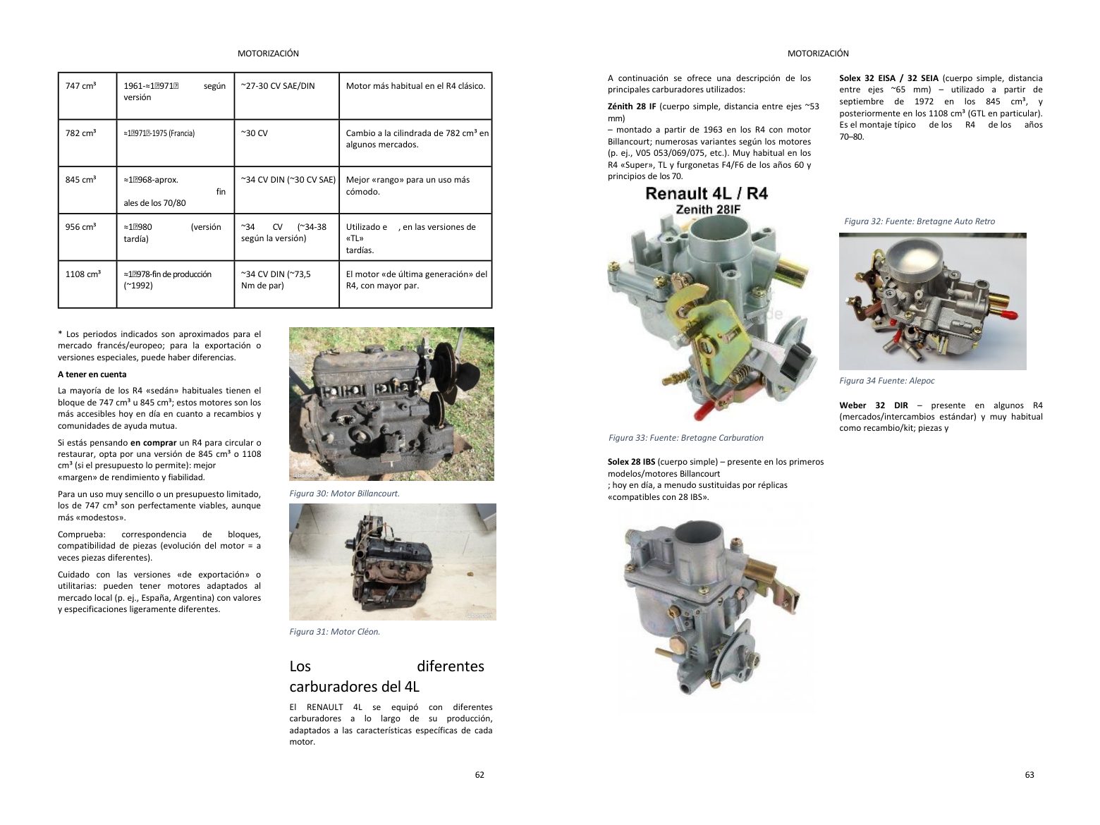 Capítulo motor: doble página llena de fotos, directamente del libro