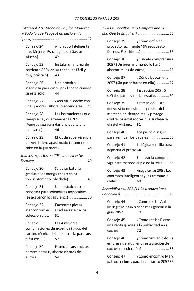 Índice (2/4): los 77 consejos tratados