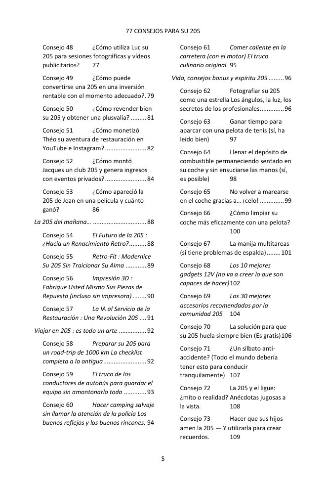 Índice (3/4): los 77 consejos tratados