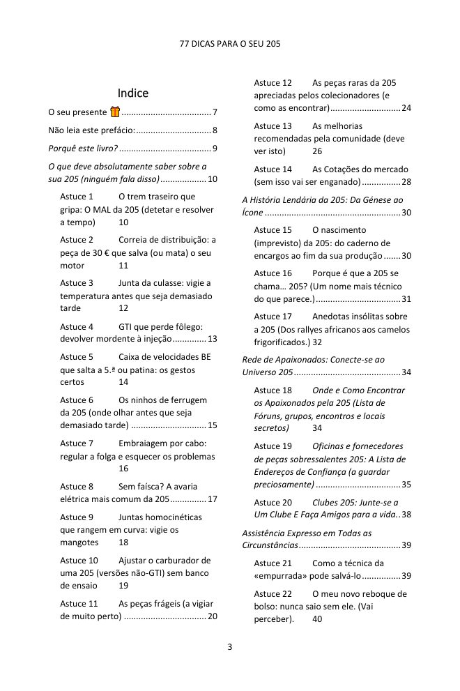 Índice (1/4): as 77 dicas abordadas