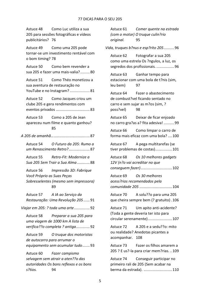 Índice (3/4): as 77 dicas abordadas