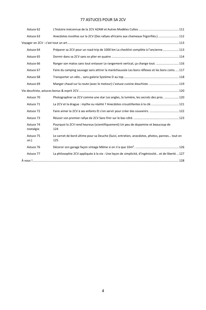 Table des matières (3/3) : les 77 astuces couvertes