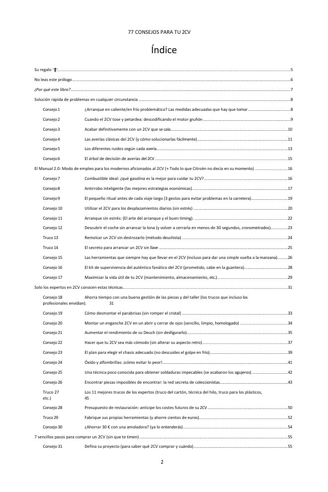 Índice (1/3): los 77 consejos tratados