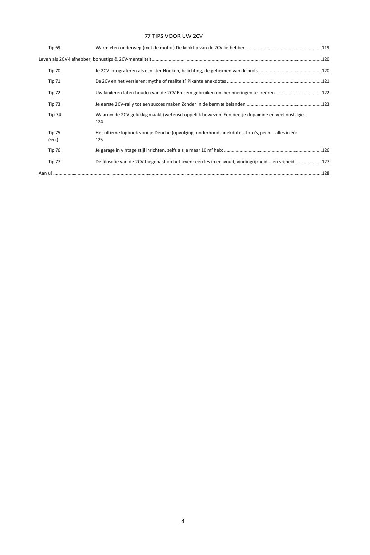 Inhoudsopgave (3/3): de 77 behandelde tips