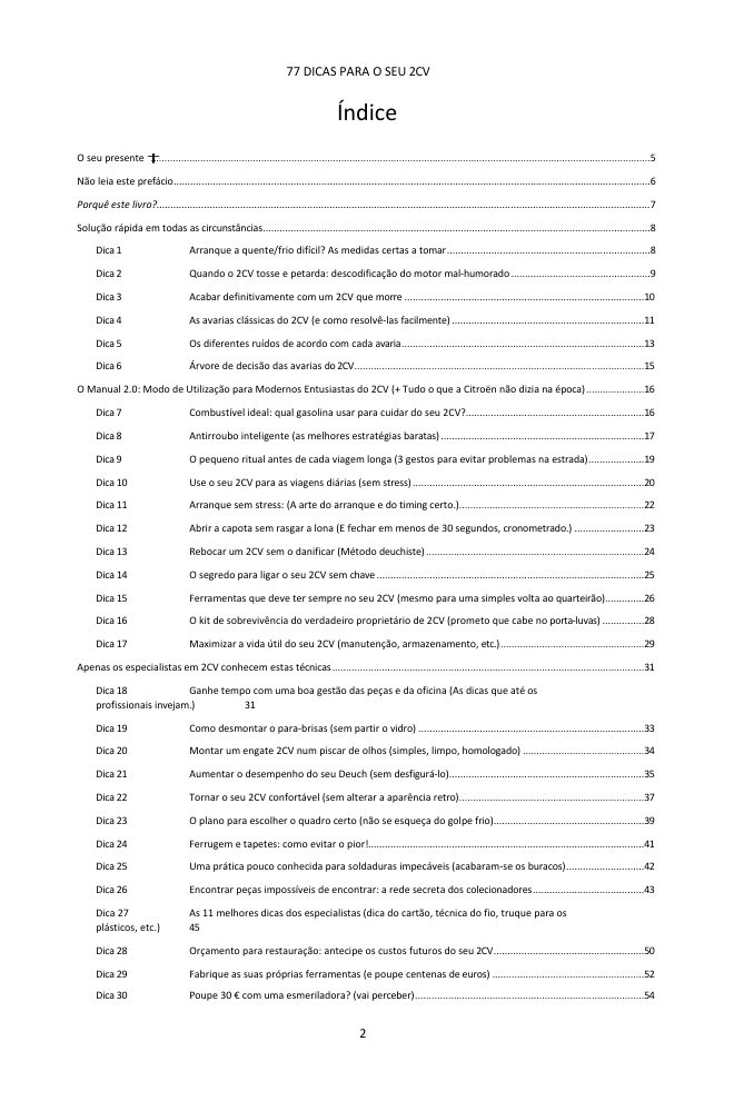 Índice (1/3): as 77 dicas abordadas
