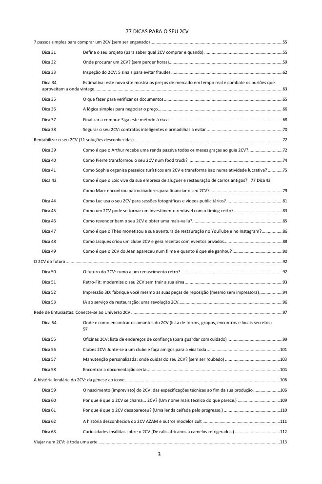 Índice (2/3): as 77 dicas abordadas