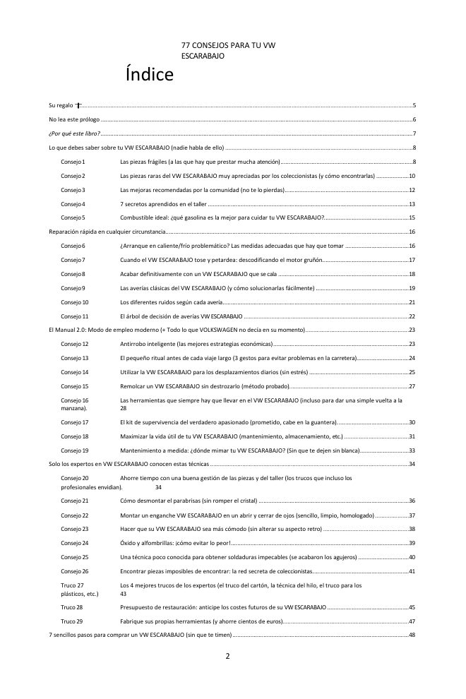 Índice (1/3): los 77 consejos tratados