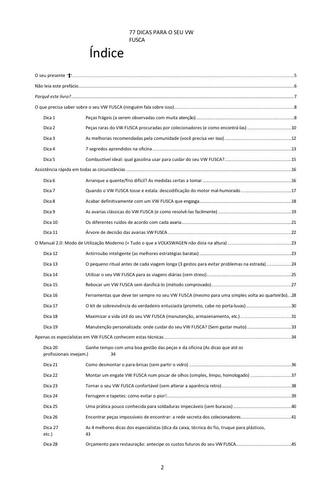 Índice (1/3): as 77 dicas abordadas