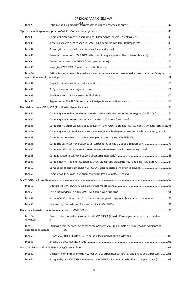 Índice (2/3): as 77 dicas abordadas
