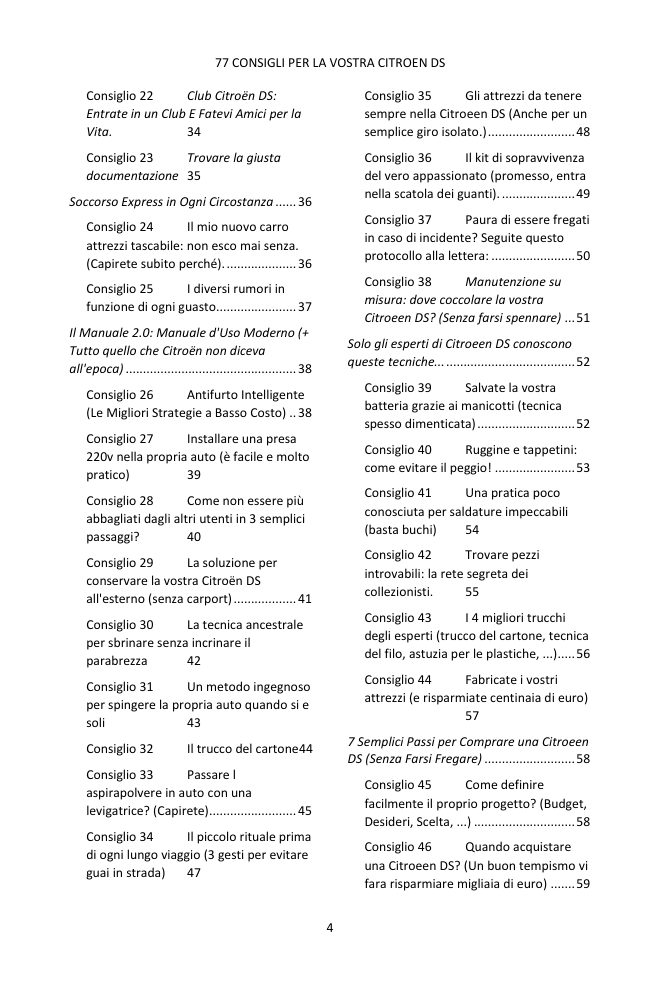Indice (2/4): i 77 consigli trattati