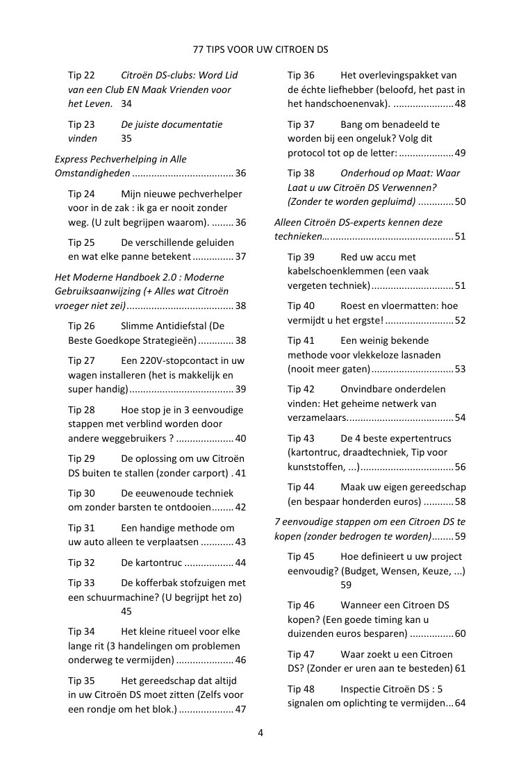 Inhoudsopgave (2/4): de 77 behandelde tips