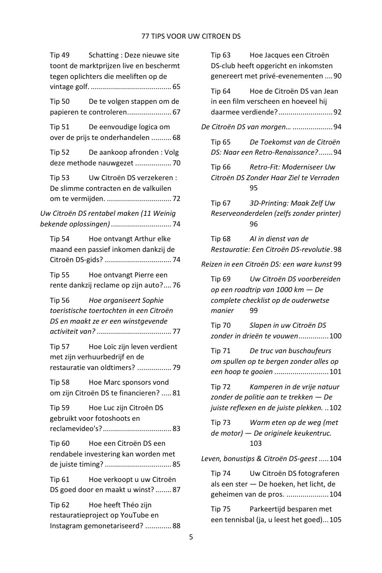 Inhoudsopgave (3/4): de 77 behandelde tips