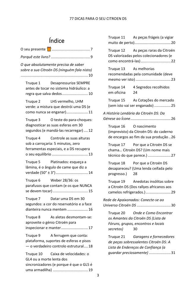 Índice (1/4): as 77 dicas abordadas