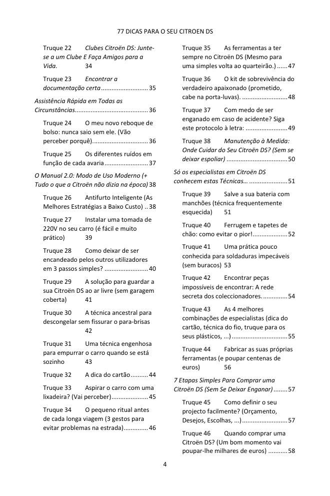 Índice (2/4): as 77 dicas abordadas