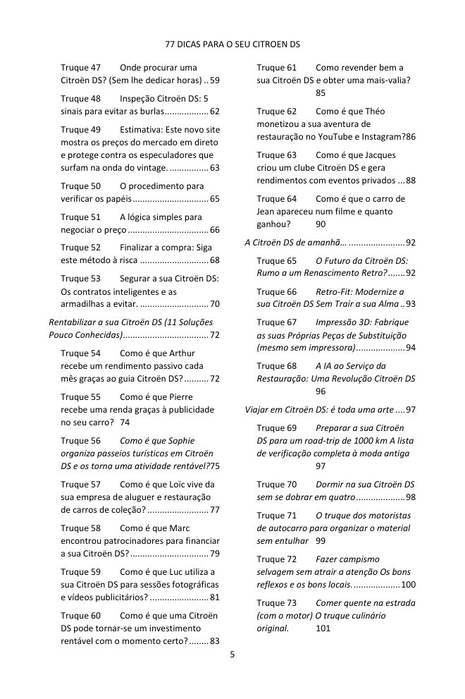 Índice (3/4): as 77 dicas abordadas
