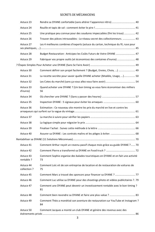 Table des matières (2/4) : les 77 astuces couvertes