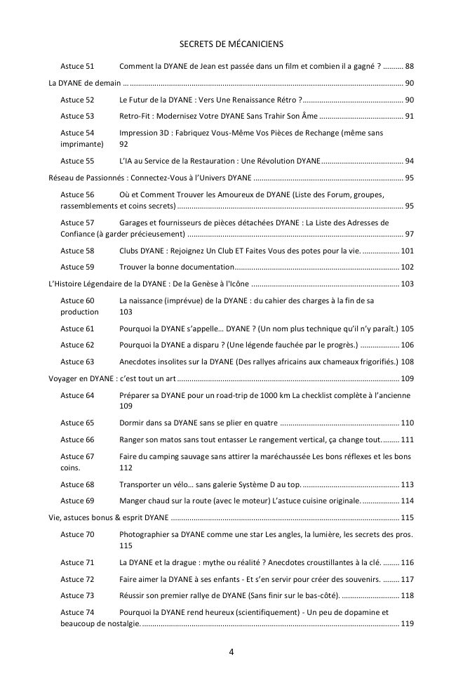 Table des matières (3/4) : les 77 astuces couvertes