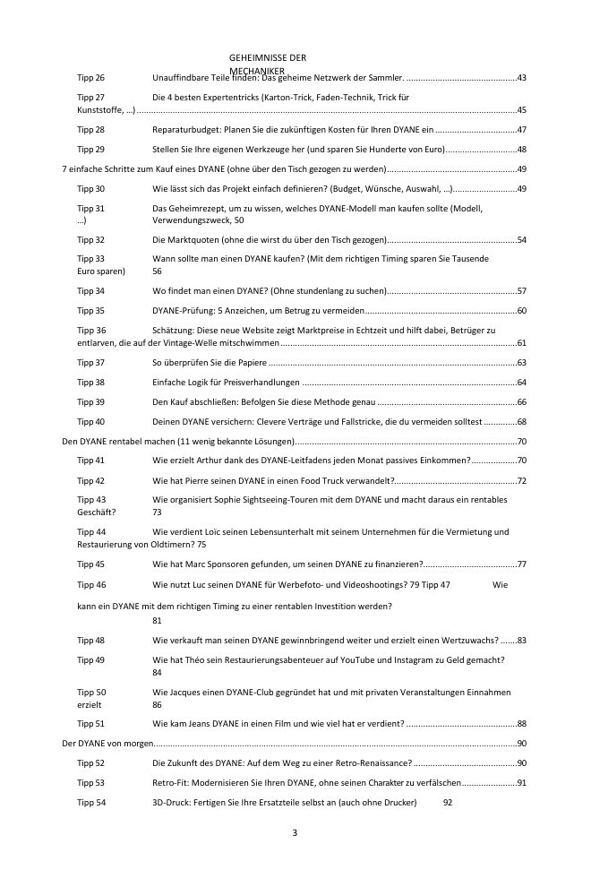 Inhaltsverzeichnis (2/3): die 77 behandelten Tipps
