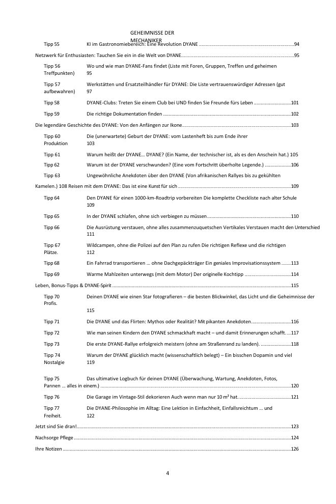 Inhaltsverzeichnis (3/3): die 77 behandelten Tipps