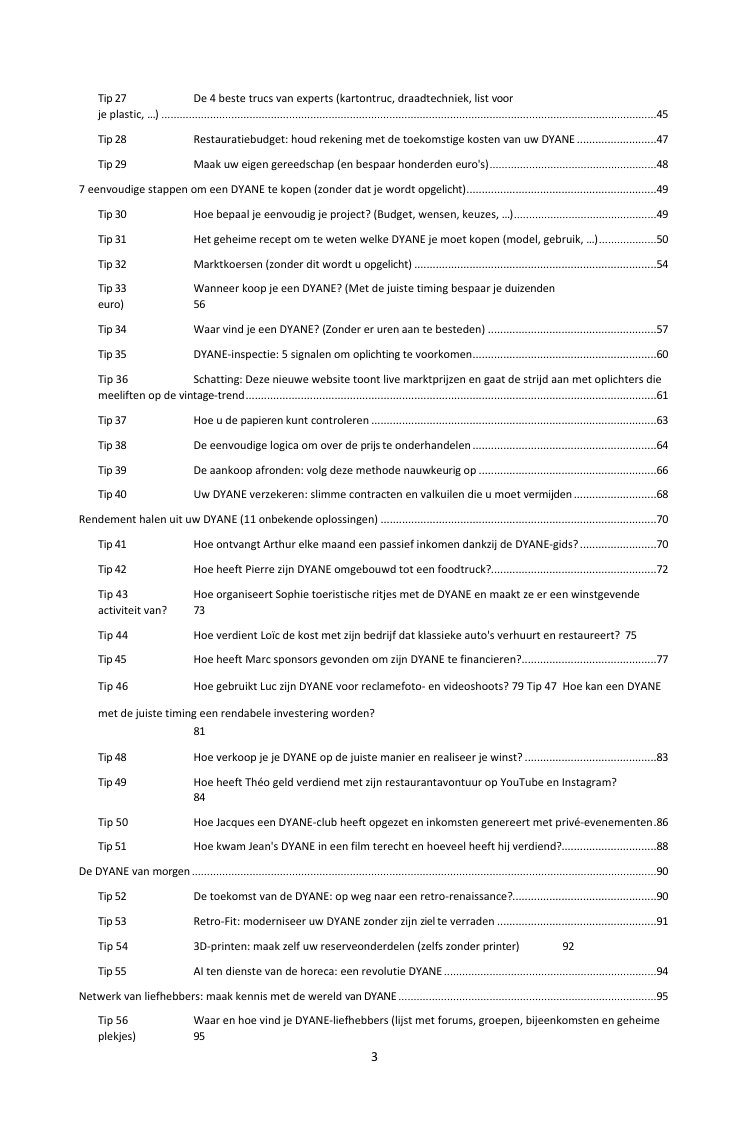 Inhoudsopgave (2/3): de 77 behandelde tips