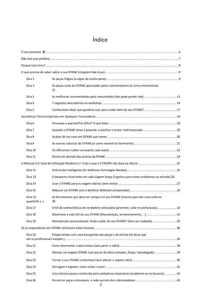 Índice (1/3): as 77 dicas abordadas