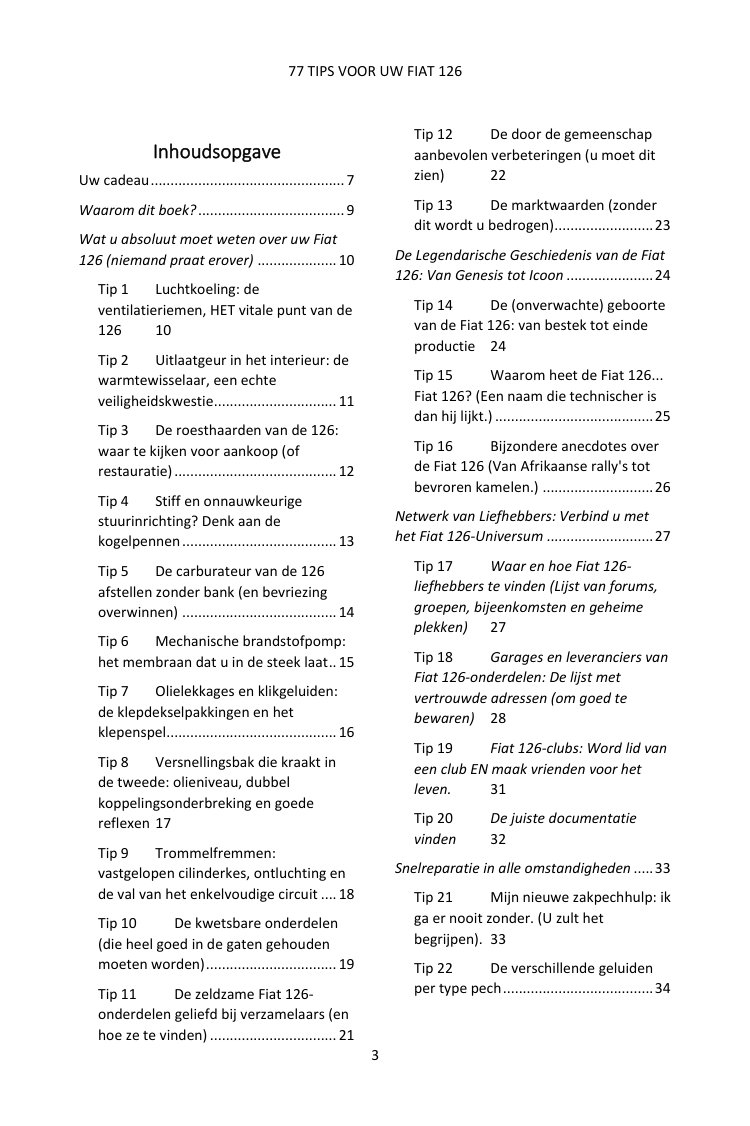 Inhoudsopgave (1/4): de 77 behandelde tips
