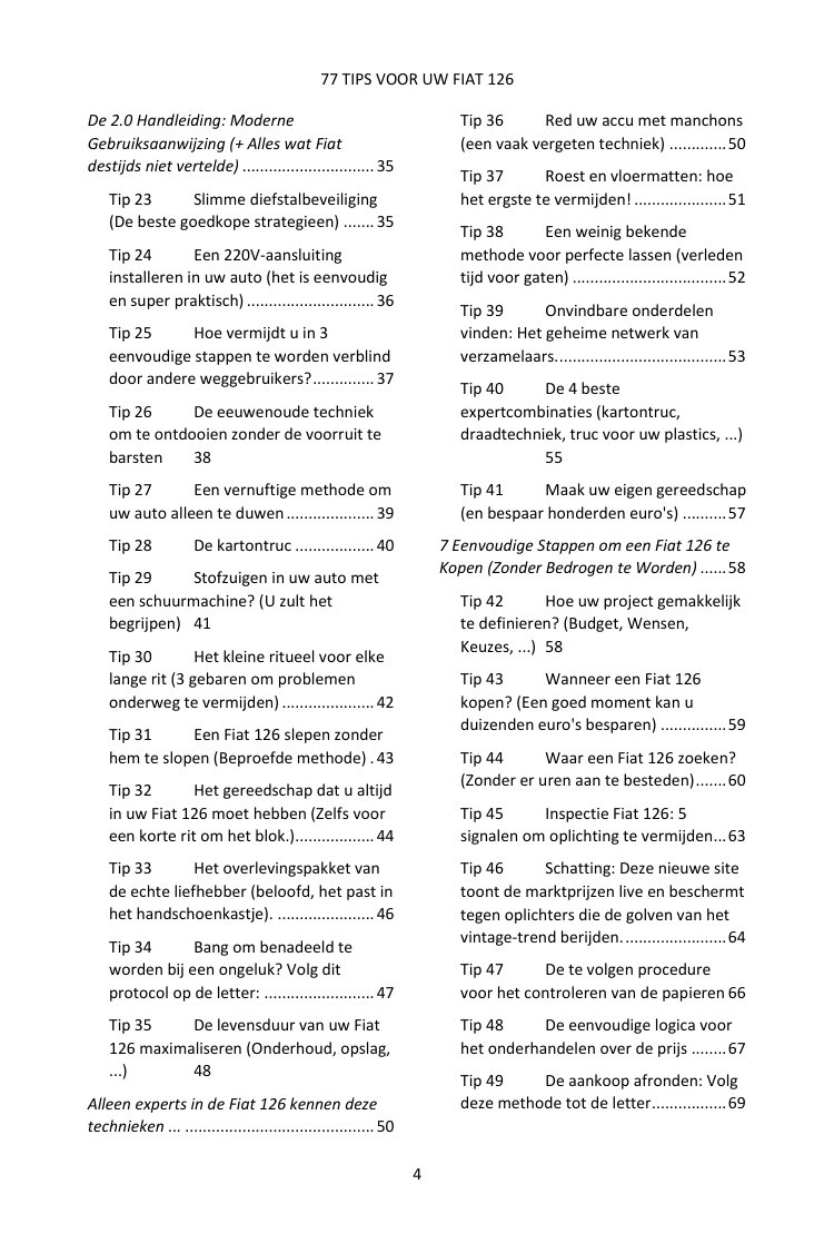 Inhoudsopgave (2/4): de 77 behandelde tips