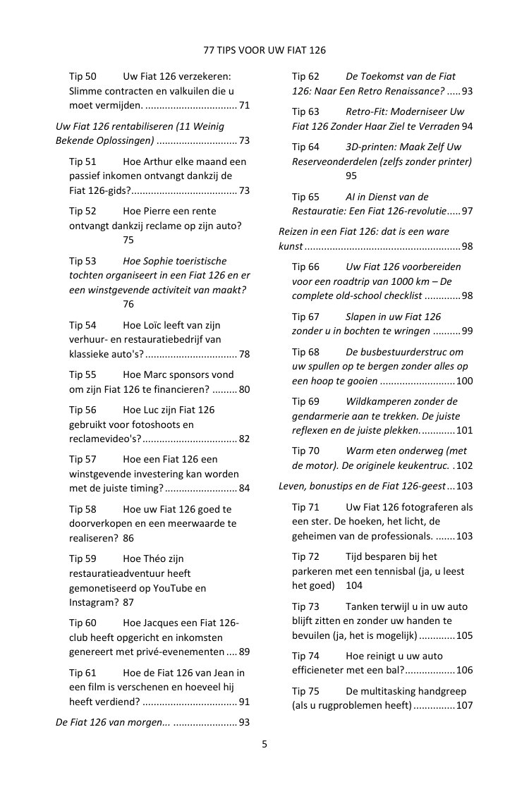 Inhoudsopgave (3/4): de 77 behandelde tips