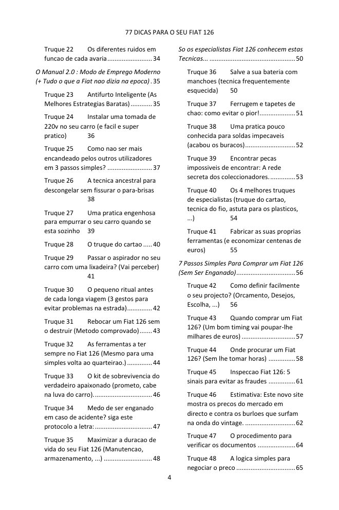 Índice (2/4): as 77 dicas abordadas