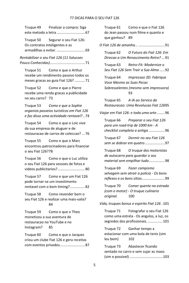 Índice (3/4): as 77 dicas abordadas