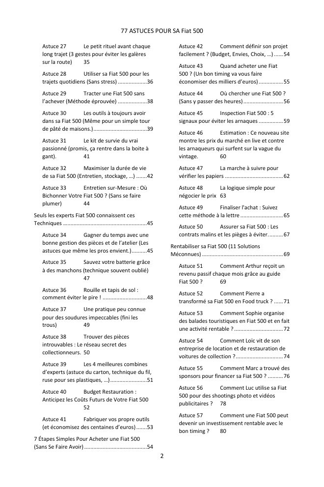 Table des matières (2/3) : les 77 astuces couvertes