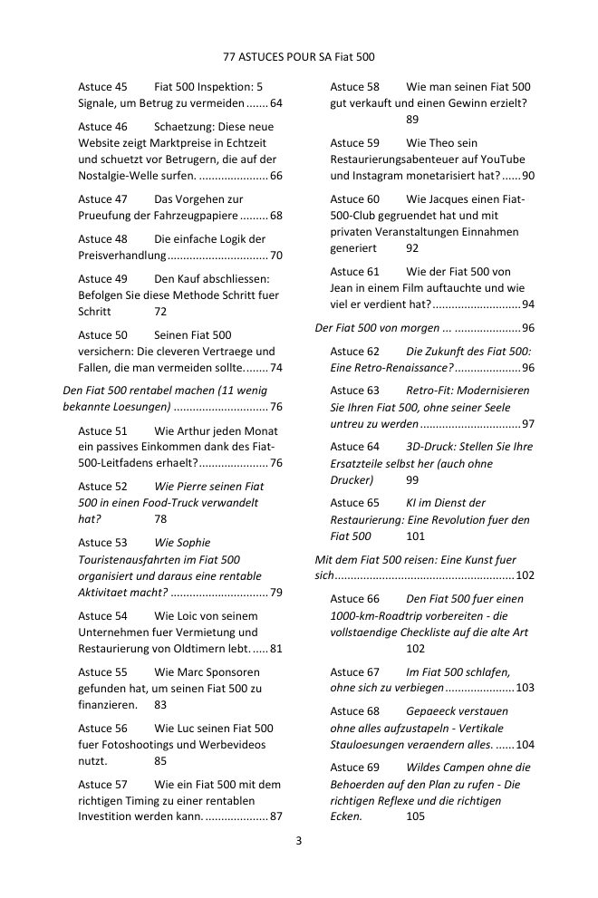 Inhaltsverzeichnis (3/4): die 77 behandelten Tipps