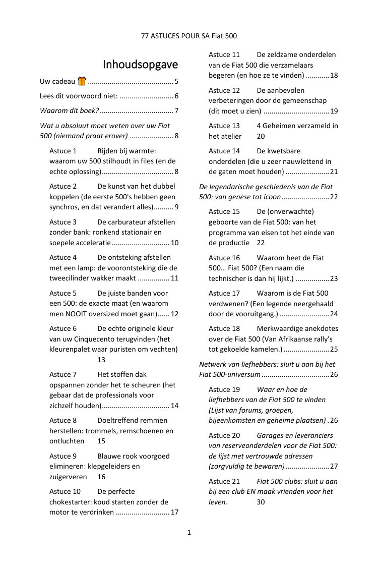 Inhoudsopgave (1/4): de 77 behandelde tips